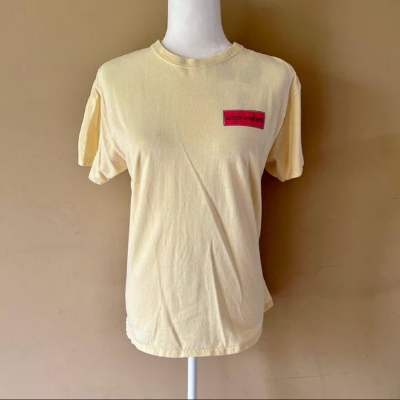 Simply Southern Medium Yellow Pink Green Crab Shirt - Picture 2 of 5